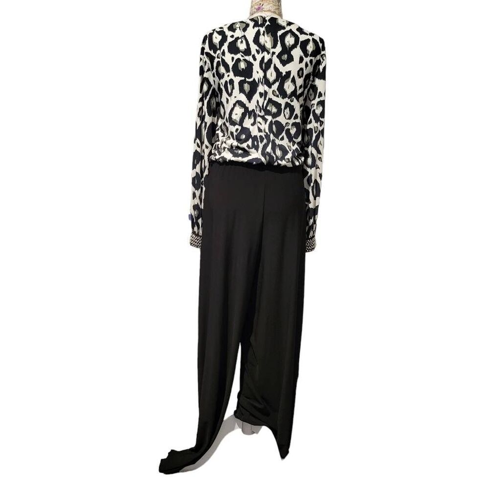 MSK Black & White Rhinestone Pearl Cuffs Pants Jumpsuit - Picture 7 of 11